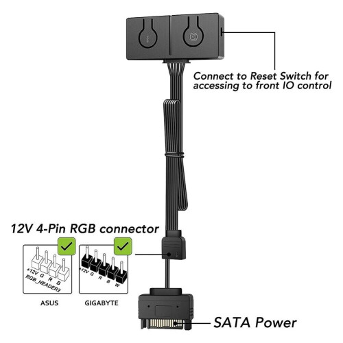 Μετατροπέας 5V ARGB σε 12V RGB με συγχρονισμό διαχωριστή 3 κατευθύνσεων με φορητή 1
