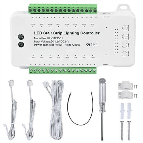 LED-trappelyskontroller 16-kanals PIR innendørs COB-stripe 2