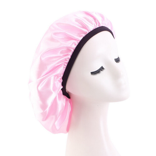 Sleep Bonnet Extra Large Black Satin Headwear for Long 2