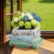 Green Ceramic Book Vase with Drainage Hole, Decorative Planter for Flowers and Indoor Plants