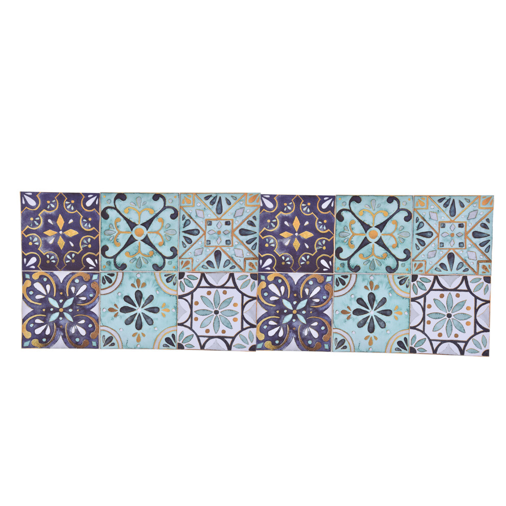 2Pack Green & Gold 20X20cm Waterproof Ceramic Tile Stickers For Kitchen & Bathroom 7901390652974