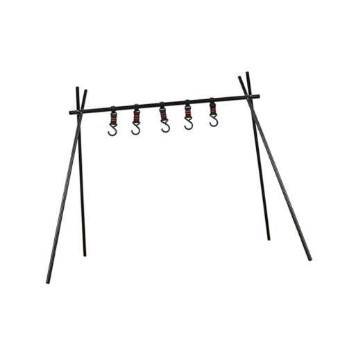 Camping Hanging Rack with SpaceSaving Triangular Design and MultiPurpose Hooks for Outdoor Cooking