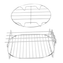 Air Fryer Rack 18x18cm Stainless Steel DoubleLayer Grill Shelf for Steaming and Cooking