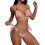 Women String Triangle Bikini Sets Halter Top Sexy Thong-Pink L 1