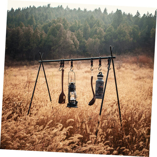 Camping Hanging Rack with SpaceSaving Triangular Design and MultiPurpose Hooks for Outdoor Cooking 2