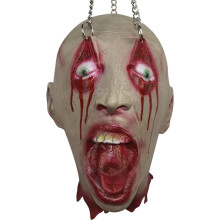 Halloween Hanging Prop Realistic Severed Zombie Head Decoration for Haunted House and Party Display