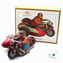 Vintage Wind Up Toy Tricycle Dark Red Tin Three Wheeler with Classic Clockwork Design Collectible Decor