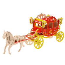 3D Wooden Carriage Puzzle for Adults, Royal Carriage DIY Wooden Model Kit with Precision Slotting System