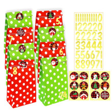 24Pcs Christmas Bags Holiday Bags Christmas Gifts Bags Red Green Candy Buffet Paper Bags for Christmas Holiday B