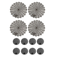 12Pcs 15inch Halloween Spider Web Placemats 3.94inch Cup Mat Halloween Placemats Spider Web Table Mats