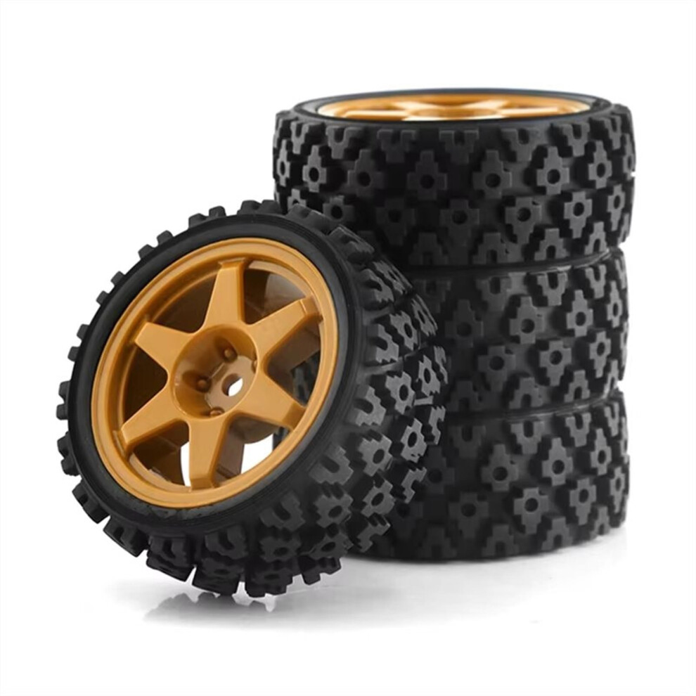 Rc Car Tires 1/10 Scale Rally Wheels 70Mm Compatible With Tamiya Tt02 Xv01 Xv02, Durable Racing Rubber Set 4Pcs 9771547453109