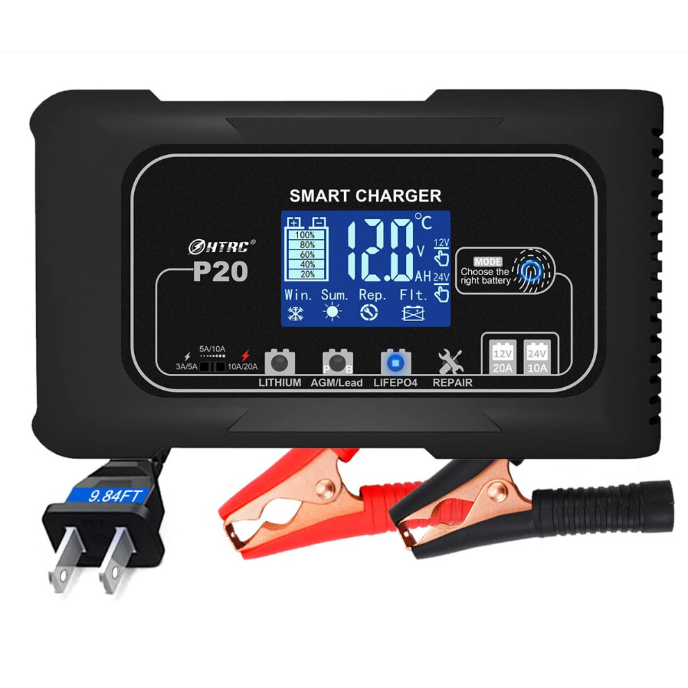 Smart Battery Charger 20A 12V 24V Fast Charging With Pulse For Car Boat Motorcycle Lithium Agm Sla 9771547453277