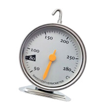 Ofenthermometer aus Stahl mit großem, leicht- gelber Zeiger
