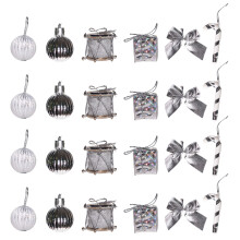 24Pcs Christmas Baubles Shatterproof Plastic Foam-Silber