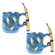 Kaffeetasse mit Henkel, Angelbecher, lustige-2Stk