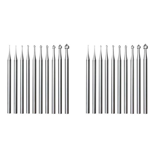 20 Pcs Jewelry Setting Burr - 3/32Inch Shank Stone Setting Burs Cylinder - Cone Shape Lapidary Making Tools