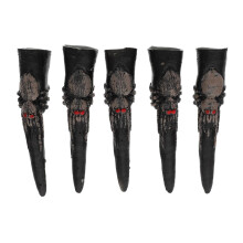 5pcs Creepy Halloween Fake Nails for Witch Zombie Ghost Costumes Durable Black Nail Covers