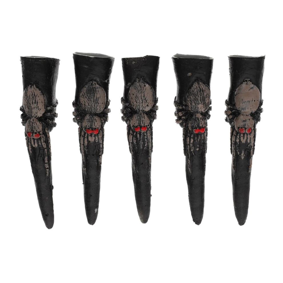 Black 5Pcs Creepy Halloween Fake Nails For Witch Zombie Ghost Costumes Durable Nail Covers