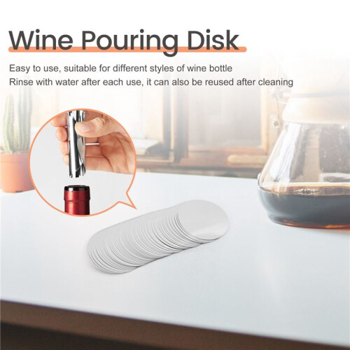 300 Pcs 3 Inch Silver Wine Pourer Discs Drip-Proof Drip Pouring Pour Spout Pour Wine Thin Slice 1