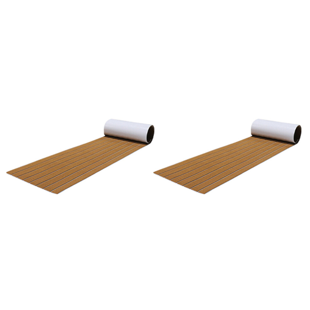 2Pcs 6Mm Self Adhesive Eva Foam Teak Sheet Marine Boat Yacht Synthetic Decking Foam Floor Mat Flooring 240X45cm Brown 6034107576513