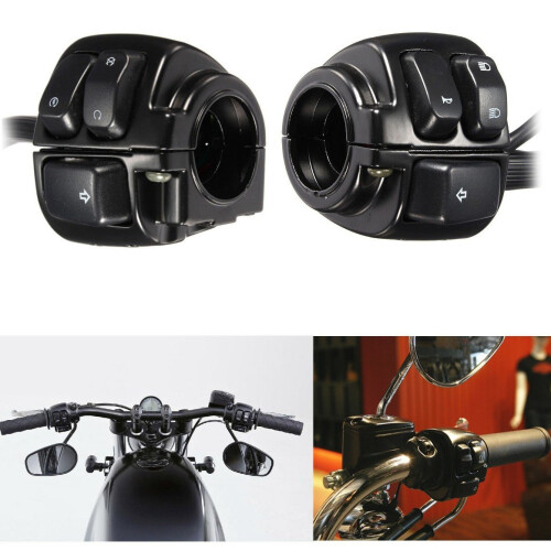 1 Pair Motorcycle Handlebar Control Lights  (25mm) with Wiring Harness for 2