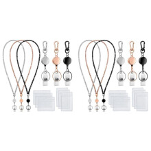 2X Schlüsselbänder für Ausweise, 9-in-3-Set, Glitzerndes Schlüsselband mit Ausweishalter, Einziehbares Schlüsselband Aus Kristallglas für Lehrer