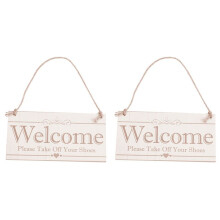 2X Welcome Please Take Off Your Shoes Hanging Plaque Sign House Porch Decor Gift