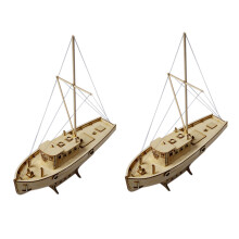 2X Ship Assembly Model DIY Kits Wooden Sailing Boat 1:30 Scale Decoration Toy Gift