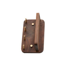Wall Mounted Key Holder With 4 Brass fasteners And Wooden-h