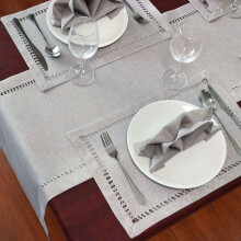 2X Foulards de Commode de Chemin de Table Ajourés à la Main, (Gris Clair, 12 x 72 Chemins de Table)