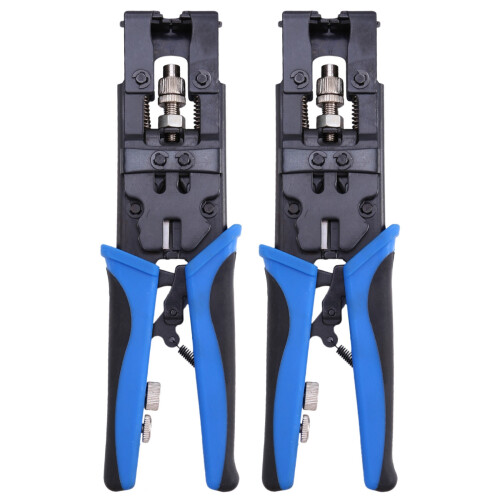 2Pc Durable Coax Compression Crimper Tool BNC/RCA/F Crimp Connector RG59/58/6 Cable Wire Cutter Crimping Plier 1