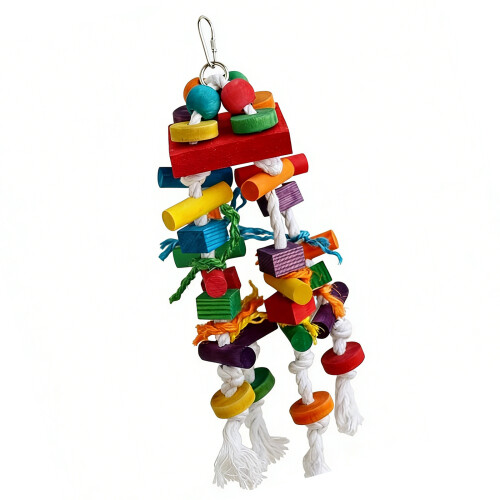 Interactive Wood Block Bird Chew Toy For Small to Large Parrots