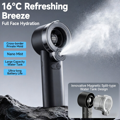Misting Fan Handheld Fan 5 Speed Adjustment Desk-Light Green 2