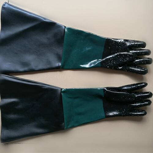 2Pair Durable Rubber Sandblasting Gloves 60cm Heavy Duty Working Protective Sandblaster Gloves 1