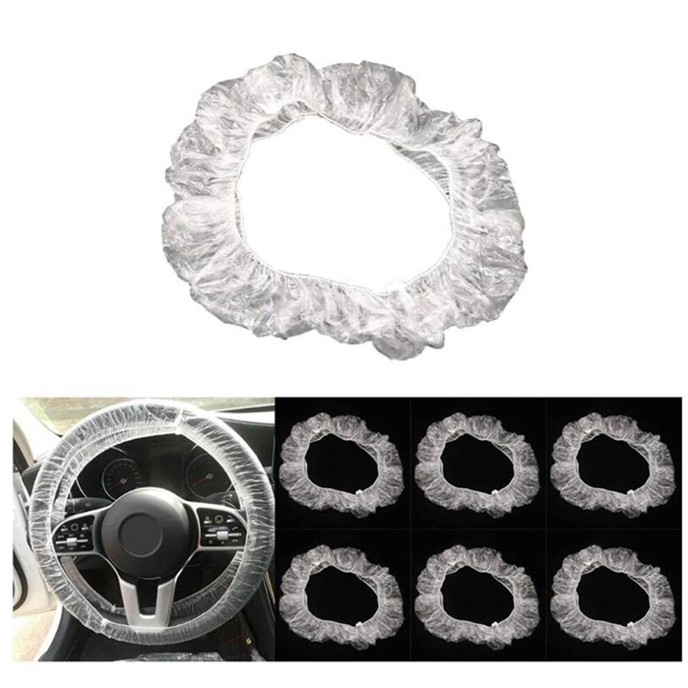 100Pcs Universal Disposable Plastic Steering Wheel Cover Elastic Trim Disposable Truck Car Steering Wheel Covers Films 6031176189934