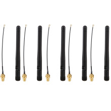 5X 433Mhz Antenna 3Dbi GSM RP-SMA Plug Rubber Waterproof Lorawan Antenna + IPX to SMA Small Cable Extension