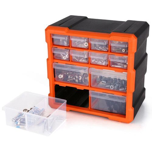 2X Drawer PP+PS Parts Storage Box Multiple Compartments Slot Hardware Box Organizer  Cabinet Tools Container 2