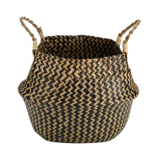 Organisateur de rangement multifonctionnel en jonc de mer, panier décoratif tressé en jonc de mer pour pots de fleurs et linge, sac de rangement