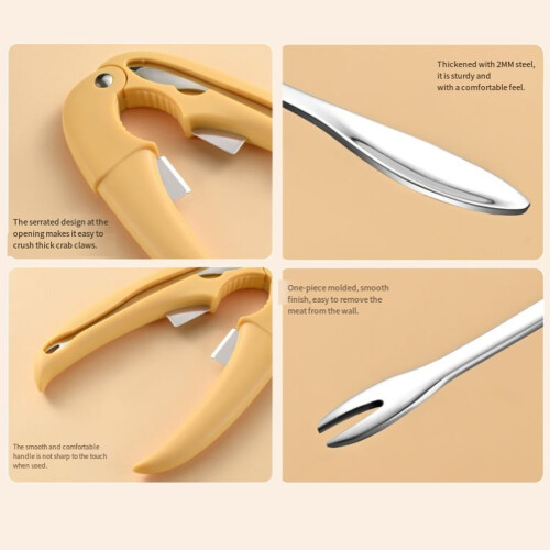 Edelstahl-Krabben-Cracker und Pick-Tablett-Set für-1 1