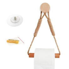 Toilethouder van natuurlijk jutetouw met houten frame, multifunctionele organizer voor badkamers, keukens en meer.