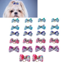 22 Stück bunte Haustier-Schleifen-Gummibänder für Hunde & Katzen, 3,5 cm