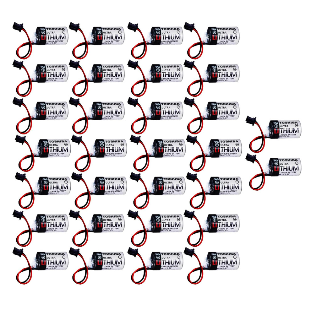 30Pack Er3v 3.6V 1000Mah Plc Lithium Backup Battery With Plug For Cnc System Black 9092120078855