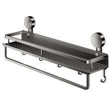 Shower Caddy Suction Cup Rustproof WallMounted Bathroom Shelf with Hooks and Large Capacity Storage