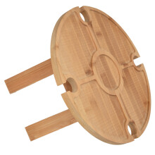 Klappbarer Weintisch aus Gummiholz mit Glashalter, Durchmesser 30 cm