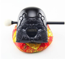 5in Black Ebony Wooden Fish Percussion Instrument Buddhist Zen Drum with Hammer and Cushion