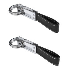 2X Echtes LEDer Guertel 3 Schlaufenband Schnellwechsel Schluesselanhaenger Schluesselbund Schluesselanhaenger Ring Schwarz + Silber