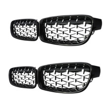 2X Front Kidney Grill, Front Hood Diamond Grille Meteor Grill For- F30 F31 F35 320I 328I 335I 2012-2018