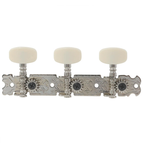 Silver Acoustic Guitar Tuning Pegs with Beige Knobs, 3Row DoubleHole Keys for Smooth Easy Tuning 1