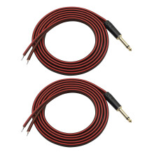 2X 1/4 TS to Speaker Bare Wire,Audio Cable to 6.35mm Male Mono Adapter Open End Gold-Plated OFC HiFi TS Speaker