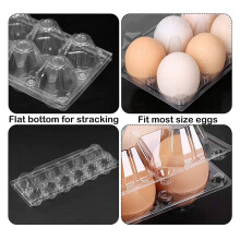 48Pcs Plastic Egg Cartons Bulk Clear Chicken Egg Tray Holder for Family Pasture Chicken Farm Business Market- 12 Grids